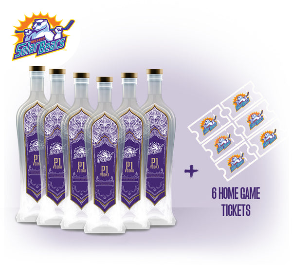 6 Limited Edition Orlando Solar Bears P1 Vodka (1L) & GAME TICKETS INCLUDED (6-PACK)