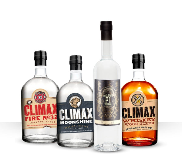 Buy Moonshiner's Tim Smith's Climax Original Moonshine, Climax Fire No 32 Cinnamon Spice, Climax Whiskey Wood-Fired Appalachian White Oak & P1 Vodka Online